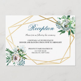 Boho Floral Geometric Blue Wedding Reception Begleitkarte