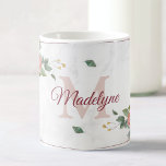 Boho Floral Geometric Rose Benutzerdefinierter Mon Kaffeetasse<br><div class="desc">Eine wunderschöne handgemalte Aquarell-Wildblume auf einer Tasse mit eigenem personalisierten Monogramm und Namen. Das geometrische Muster der Rose und der Marmorhintergrund verleihen diesem böhmischen Stil eine moderne Touch.</div>