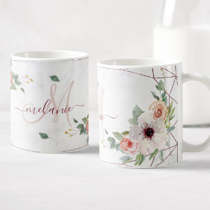 Boho Floral Geometric Rose Benutzerdefinierter Mon Kaffeetasse