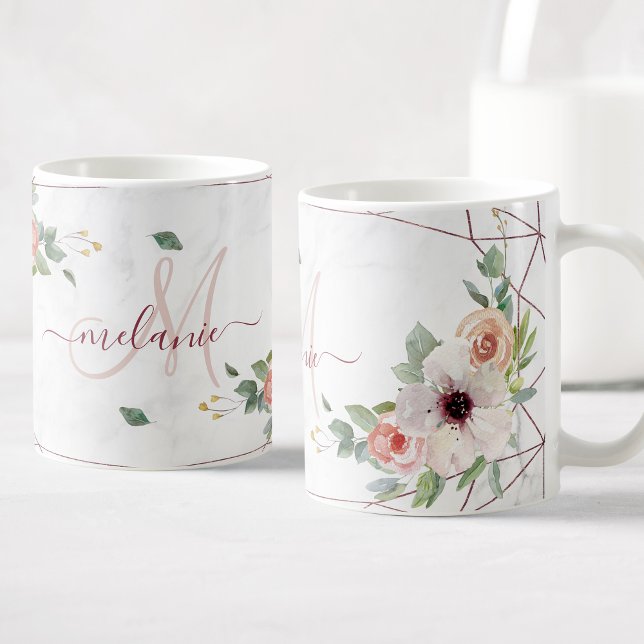 Boho Floral Geometric Rose Benutzerdefinierter Mon Kaffeetasse (Von Creator hochgeladen)