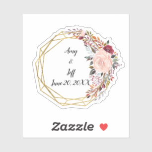 Boho Floral Geometric Wedding Date Aufkleber