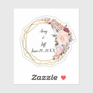 Boho Floral Geometric Wedding Date Aufkleber