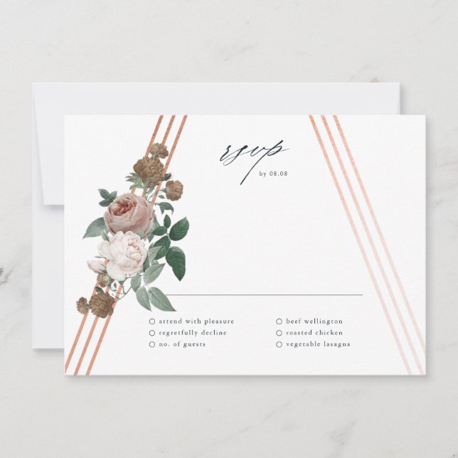 Boho Floral Geometric Wedding RSVP Card Einladung (Vorderseite)