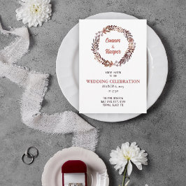 Boho Floral Getrockener Kranz Hochzeit Einladung