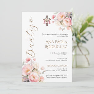 Boho Floral Girl Taufe Einladung