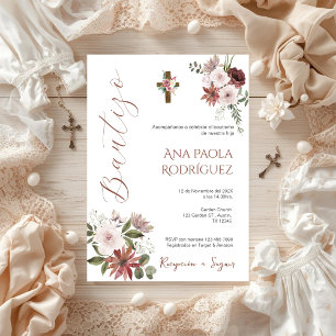 Boho Floral Girl Taufe Einladung