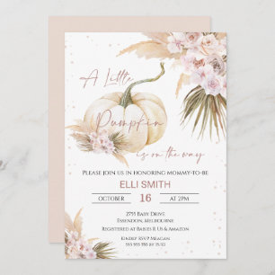 Boho Floral Girls Little Pumpkin Baby Shower Invit Einladung