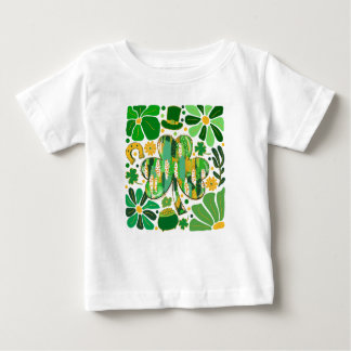Boho Floral Glitzer St Patrick Day Kleeblatt Baby T-shirt
