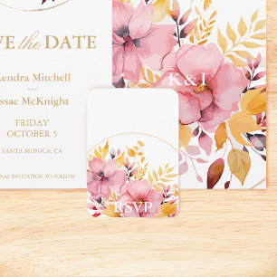Boho Floral Gold und Pink UAWG mit QR-Code Begleitkarte