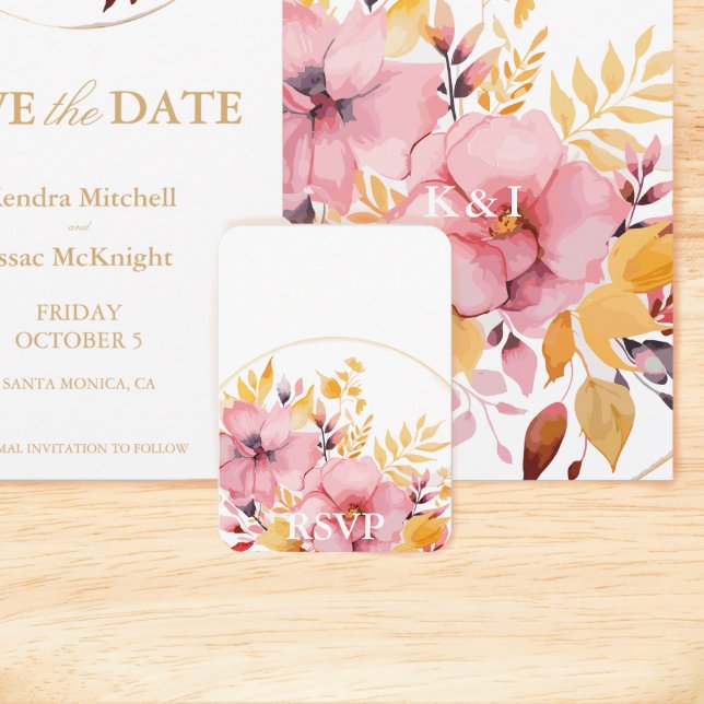 Boho Floral Gold und Pink UAWG mit QR-Code Begleitkarte (Von Creator hochgeladen)