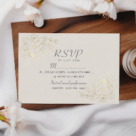Boho Floral Gold Wedding RSVP Card Karte