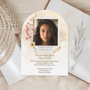 Boho Floral Graduation Party Einladung