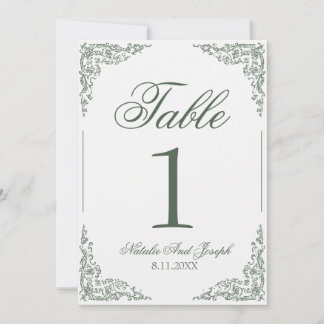 Boho Floral Green Botanical Wedding Table Number Einladung