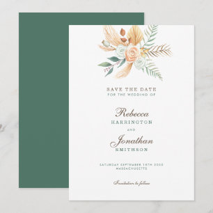 Boho floral grün Hochzeit retten das Datum Einladung