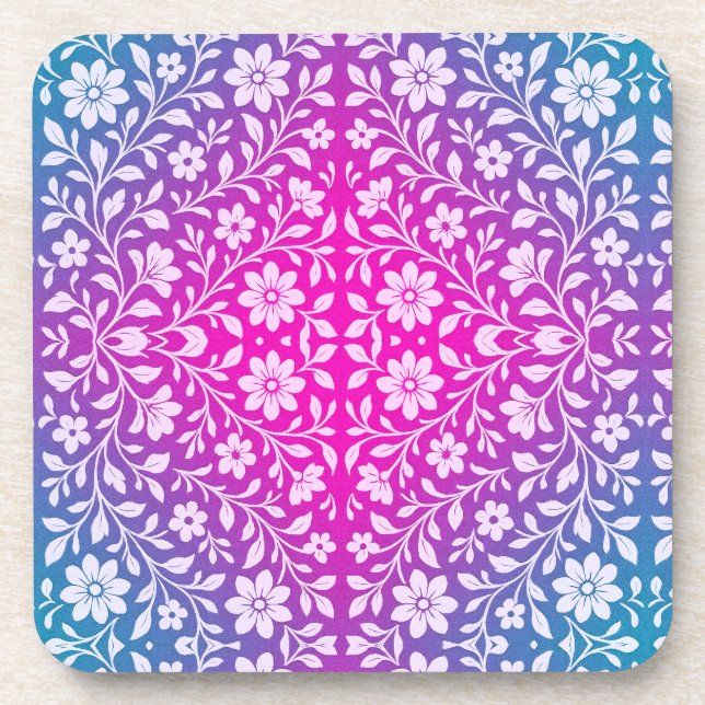 Boho Floral Hard plastic coaster Getränkeuntersetzer (Vorderseite)