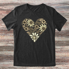 Boho Floral Heart Illustration Tri-Blend Shirt
