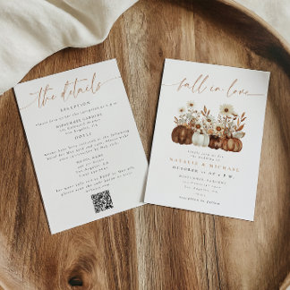 Boho-Floral-Herbst-QR-Code-Alles-in-einem-Hochzeit Einladung