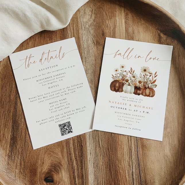 Boho-Floral-Herbst-QR-Code-Alles-in-einem-Hochzeit Einladung (Von Creator hochgeladen)