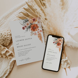 Boho Floral Hochzeit im Herbst Invite Einladung