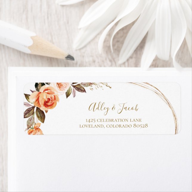 Boho Floral Hochzeit im Herbst Rücksendeadressen-A (Insitu)