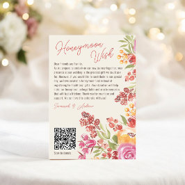 Boho Floral Honeymoon Fund QR Code Brautparty Begleitkarte