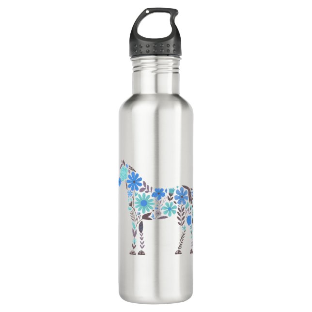 Boho Floral Horse Edelstahlflasche (Vorderseite)