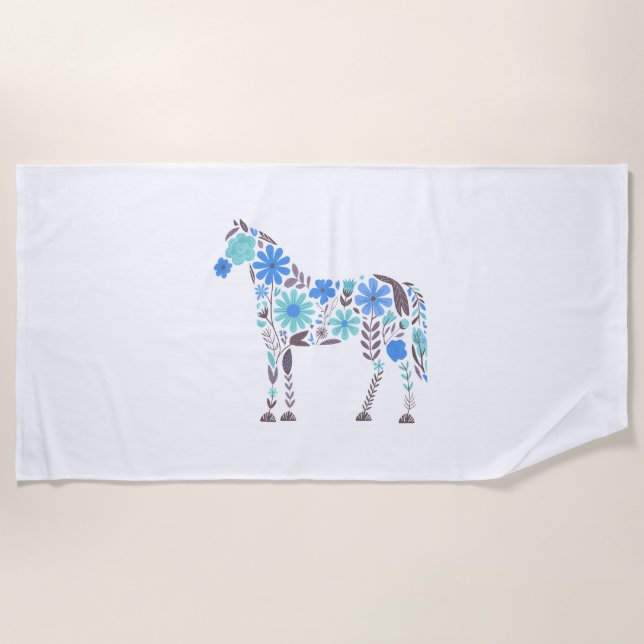 Boho Floral Horse Strandtuch (Vorderseite)