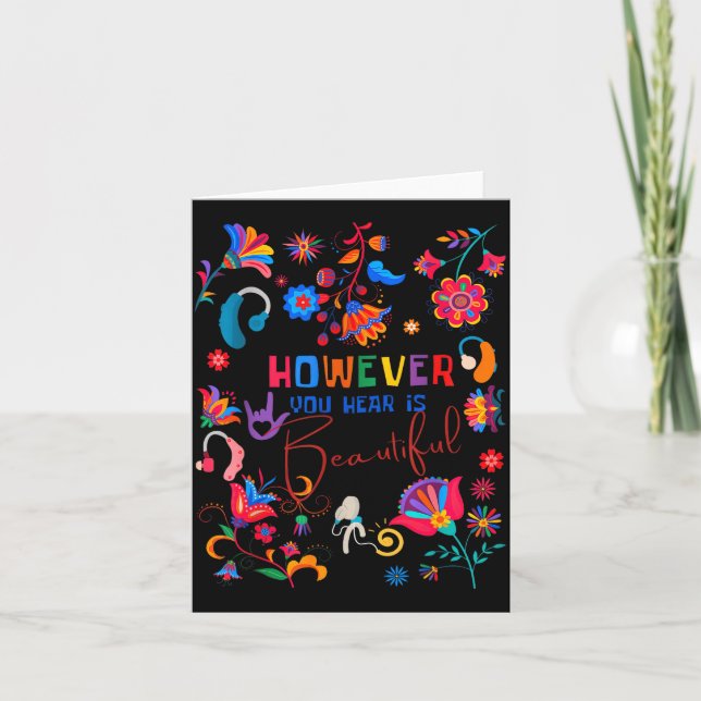 Boho Floral However You Hear Is Beautiful Asl Deaf Karte (Vorderseite)