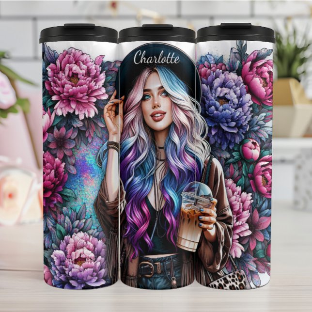 Boho Floral Iced Coffee Dream Thermosbecher (Von Creator hochgeladen)