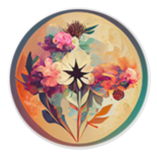 Boho Floral in Earth Tones Keramikknauf (Vorderseite)