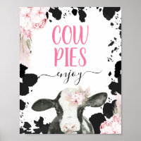 Boho Floral Kuh Print Birthday Food Sign