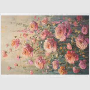 Boho-Floral-Lachsrosa Florabunda-Rosenfeld Seidenpapier