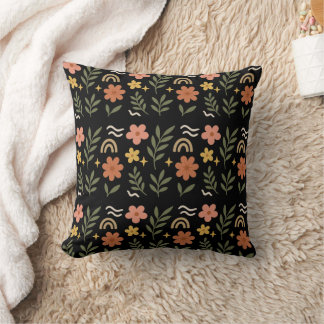 Boho Floral Leaf Pillow Kissen