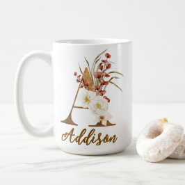 Boho Floral Letter A Monogram Gastgeschenk Hochzei Kaffeetasse