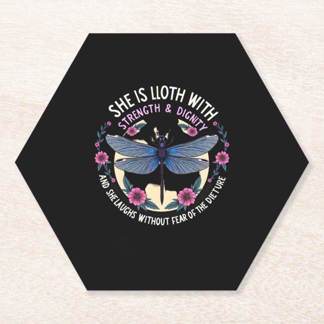 Boho Floral Libelle Sie ist bekleidet mit Kraft Untersetzer (Vorderseite)