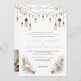 Boho Floral Lights Wedding Einladung