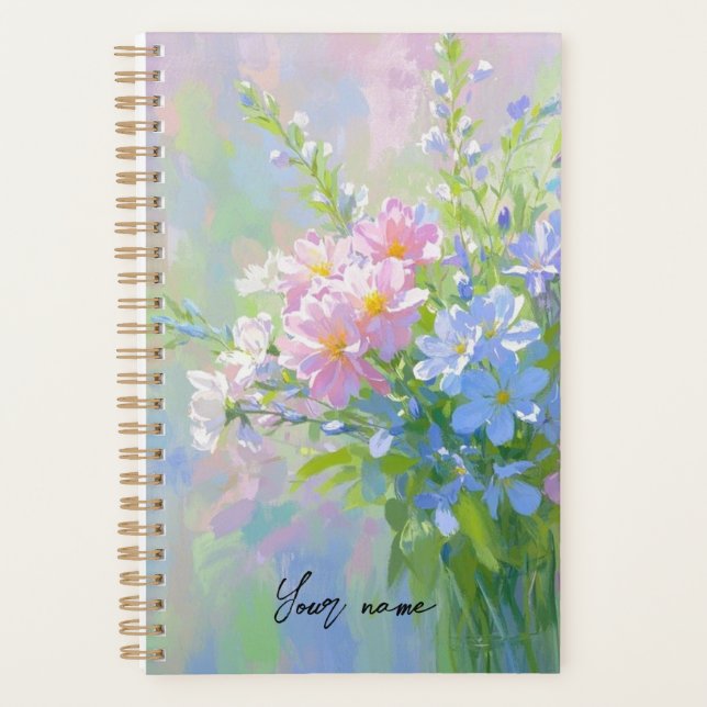 Boho Floral Lila Pink Green Planer (Vorderseite)