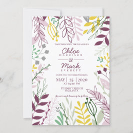 Boho Floral Lila Yellow Summer Wedding Einladung