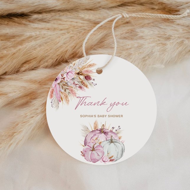 Boho Floral Little Pink Pumpkins Baby Dusche Geschenkanhänger (Von Creator hochgeladen)