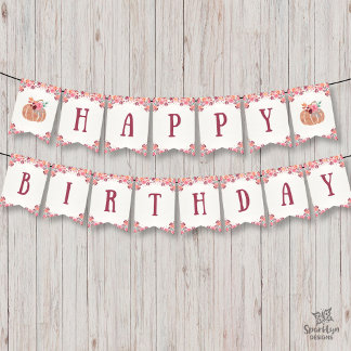 Boho Floral Little Pumpkin Birthday Bunt Banner