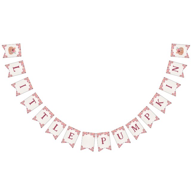 Boho Floral Little Pumpkin Birthday Bunting Banner (Alle)