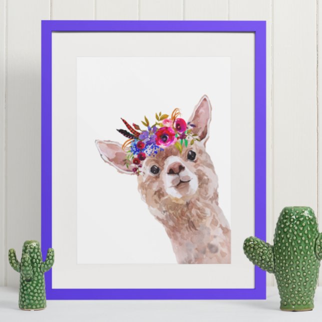 Boho Floral Llama Alpaca Kinderzimmer Child Poster (Von Creator hochgeladen)