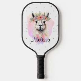 Boho Floral Llama Wildblumen Monogramm Hübsch Pickleball Schläger