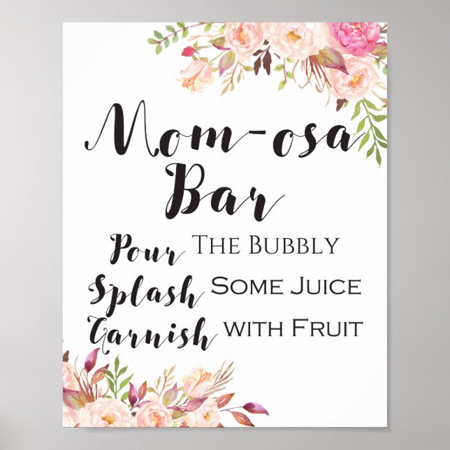 Boho floral MAMA-osa Bar Sign Poster (Vorne)