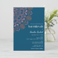 Boho Floral Mandala Aquamarin Blue Bat Mitzvah