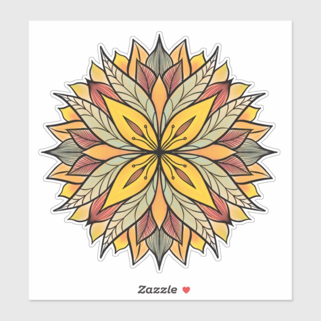 Boho Floral Mandala Colorful Aufkleber (Blatt)