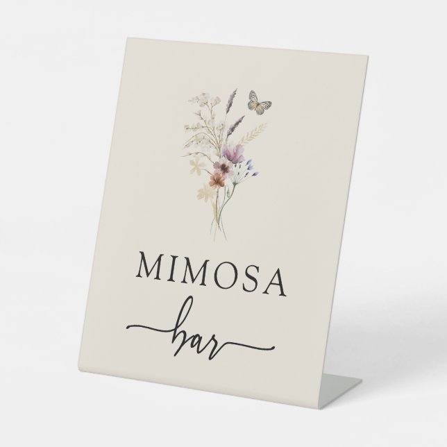 Boho Floral Mimosa Bar Sign Sockelschild (Vorderseite)