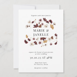 Boho Floral Minimalistisch Hochzeit Einladung