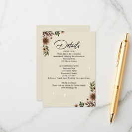 Boho Floral Minimalistisch Wedding Begleitkarte
