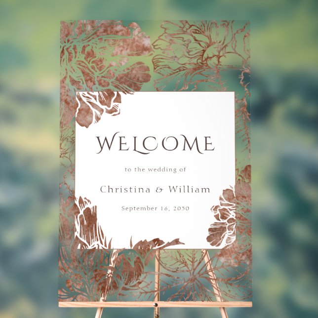 Boho Floral Mocha Brown Wedding Welcome Sign Acrylschild (Neutral)